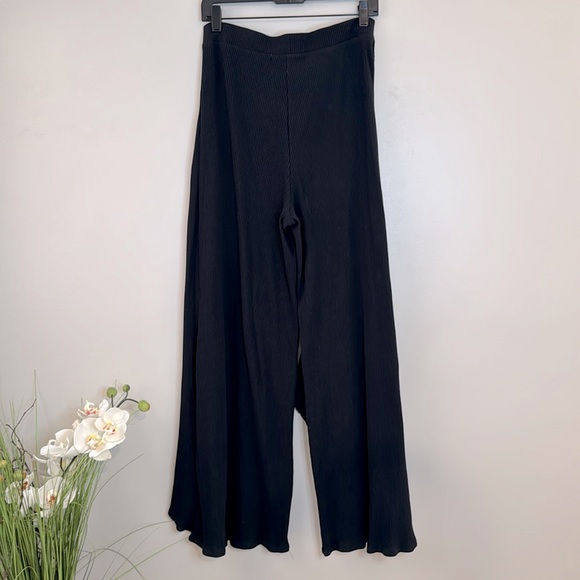 Free People Beach Saturday Night Ribbed Wrap Pants Size M Black - Picture 5 of 10